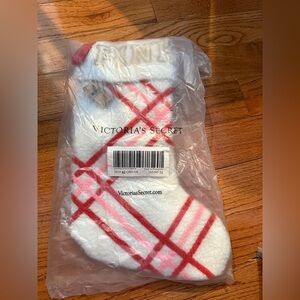 PINK By Victoria's Secret White Candy Cane Christmas Stocking NWT